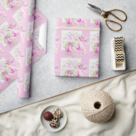 Moderne Aquarel Boho Paarse Bloemrijke Elegant Cadeaupapier