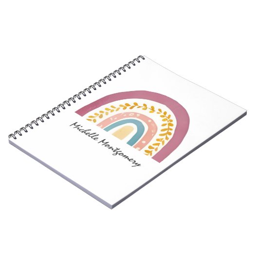 Moderne Aquarel Boho Regenboog Op Maat Notitieboek (Linkerzijde)