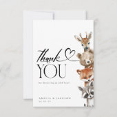 Moderne aquarel bosdieren Dank u Bedankkaart (Voorkant)
