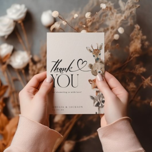 Moderne aquarel bosdieren Dank u Bedankkaart