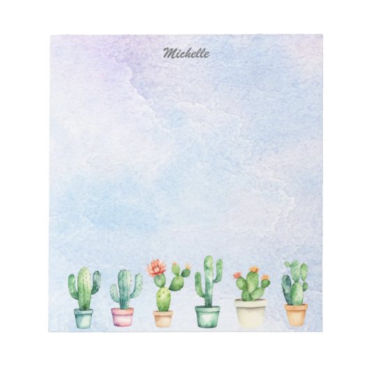 Moderne Aquarel Cactus Cactussen Woestijn Succulen Notitieblok (Voorkant)