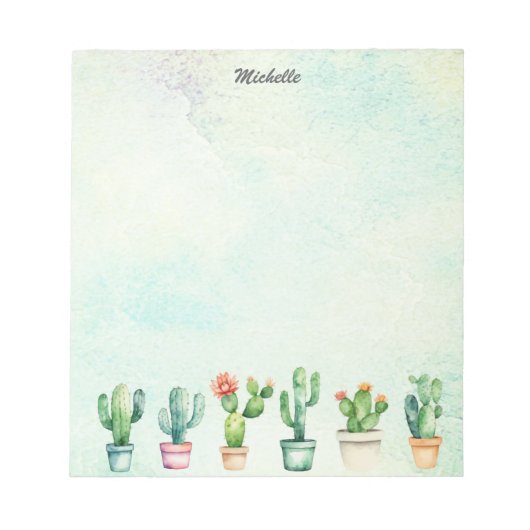 Moderne Aquarel Cactus Cactussen Woestijn Succulen Notitieblok (Voorkant)