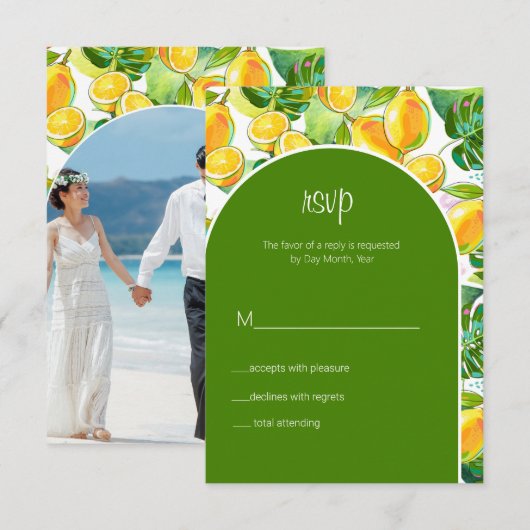 Moderne Aquarel Citroen Tuin geel Rsvp (Voorkant / Achterkant)