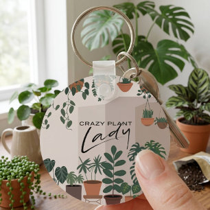 Moderne Aquarel Crazy Plant Lady Kamerplant Sleutelhanger
