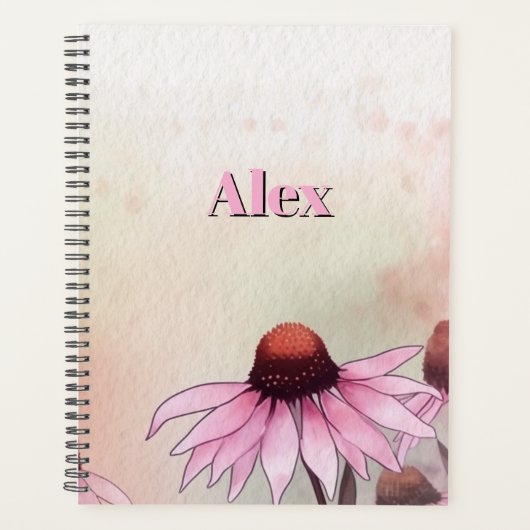 Moderne Aquarel Dazy Bloemen & personaliseren Planner (Voorkant)