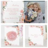 Moderne Aquarel Elegante Roze Bloem Moederdag  Kaart