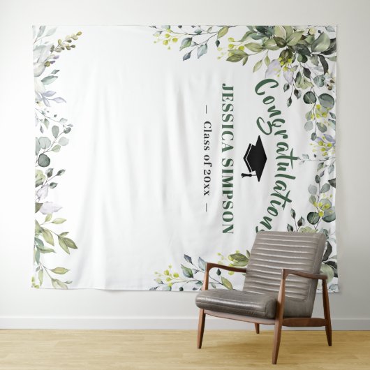 Moderne Aquarel Eucalyptus Fotocabine Achtergrond Wandkleed (In Situ (horizontaal))