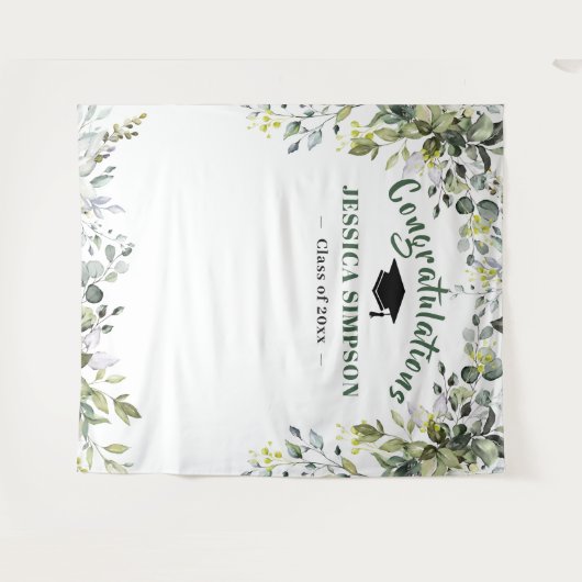 Moderne Aquarel Eucalyptus Fotocabine Achtergrond Wandkleed (Voorkant (horizontaal))