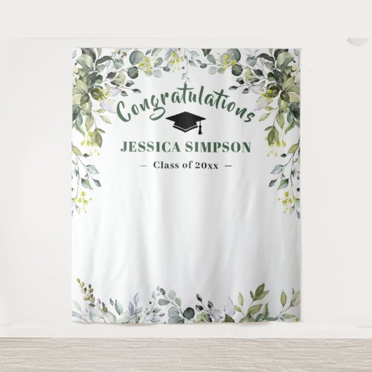 Moderne Aquarel Eucalyptus Fotocabine Achtergrond Wandkleed (Voorkant)