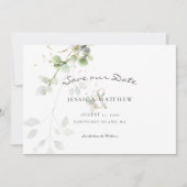 Moderne Aquarel Eucalyptus | Gouden Bruiloft Save The Date (Voorkant)