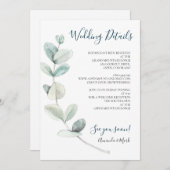 Moderne Aquarel Eucalyptus Trouwkaart Informatieka Kaart (Voorkant / Achterkant)