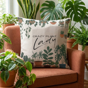 Moderne Aquarel Gekke Plantendame Kamerplant Kussen