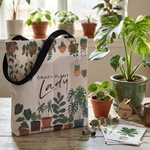 Moderne Aquarel Gekte Plantendame Kamerplant Tote Bag