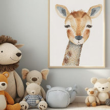 Moderne Aquarel Giraffe-kinderkamer Muur Kunst