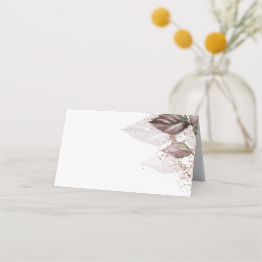 Moderne Aquarel Glitter Loofwerk  BarefootBride™ Plaatskaartje (Achterkant)