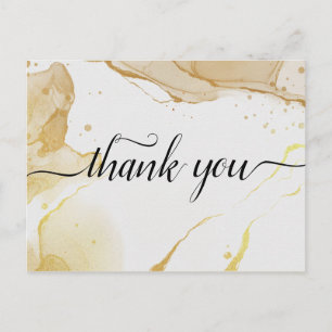 Moderne Aquarel Gouden Bedankkaart Briefkaart