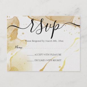 Moderne Aquarel Gouden RSVP-ansichtkaart Briefkaart