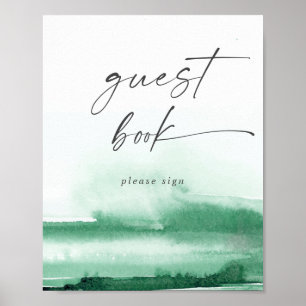 Moderne Aquarel   Groen gastboekbord Poster