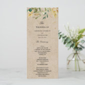 Moderne Aquarel Groene Blad Kraft Frame & Goud Menu (Staand voorkant)