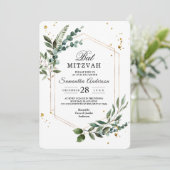 Moderne Aquarel Groene Elementen Eucalyptus Gouden Kaart (Staand voorkant)