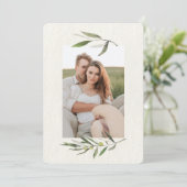 Moderne Aquarel Groene Olijftak Save The Date (Staand voorkant)