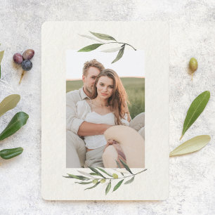 Moderne Aquarel Groene Olijftak Save The Date