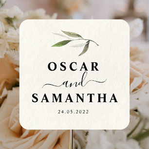 Moderne Aquarel Groene Olijftak Vierkante Sticker