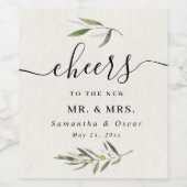 Moderne Aquarel Groene Olijftak  Wijn Etiket (Enkel label)