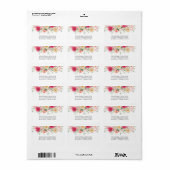 Moderne Aquarel Helder Roze Bloemige Bruiloft Etiket (Full Sheet)