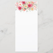 Moderne Aquarel Helder Roze Bloemige Bruiloft Menu (Achterkant)
