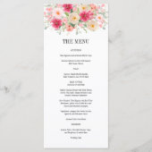 Moderne Aquarel Helder Roze Bloemige Bruiloft Menu (Voorkant)