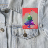 Moderne Aquarel Kerst kleurrijke Dennenboom Button (Insitu)