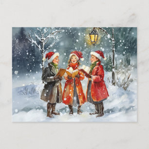 Moderne Aquarel Kerstliedjes Zangers Briefkaart