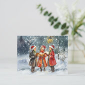 Moderne Aquarel Kerstliedjes Zangers Briefkaart (Staand voorkant)