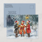 Moderne Aquarel Kerstliedjes Zangers Briefkaart (Voorkant / Achterkant)