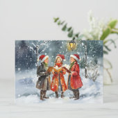 Moderne Aquarel Kerstliedjes Zangers Kaart (Staand voorkant)