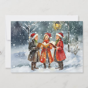 Moderne Aquarel Kerstliedjes Zangers Kaart