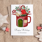 Moderne Aquarel Kleurrijke Kerstmug Plat Feestdagenkaart
