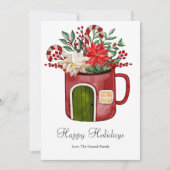 Moderne Aquarel Kleurrijke Kerstmug Plat Feestdagenkaart (Voorkant)