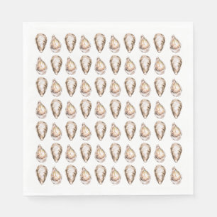 Moderne Aquarel Kust Oester Bruiloft Servet