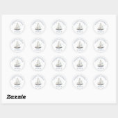 Moderne Aquarel Kustlandschap Bruiloft Ronde Sticker (Vel)