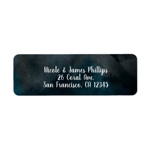 Moderne Aquarel Moody Blue Chic Feest Bruiloft Etiket (Voorkant)