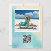 Moderne Aquarel Oceaan Strand Foto Bewaar de Datum Save The Date (Achterkant)