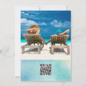 Moderne Aquarel Oceaan Strand Twee Foto's Save The Date (Achterkant)