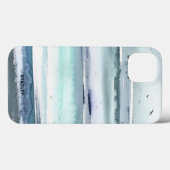 Moderne Aquarel Oceaan Zee Gepersonaliseerde Naam Case-Mate iPhone Case (Achterkant (horizontaal))