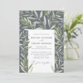 Moderne aquarel olijftak gebladerte salie aankondiging (Staand voorkant)