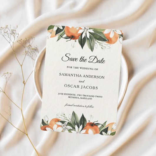 Moderne Aquarel Oranje Bloemen Save The Date