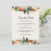 Moderne Aquarel Oranje Bloemen Save The Date (Staand voorkant)