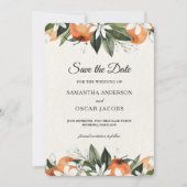 Moderne Aquarel Oranje Bloemen Save The Date (Voorkant)