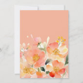 Moderne Aquarel Oranje Perzik Bloemen Bruiloft Save The Date (Achterkant)